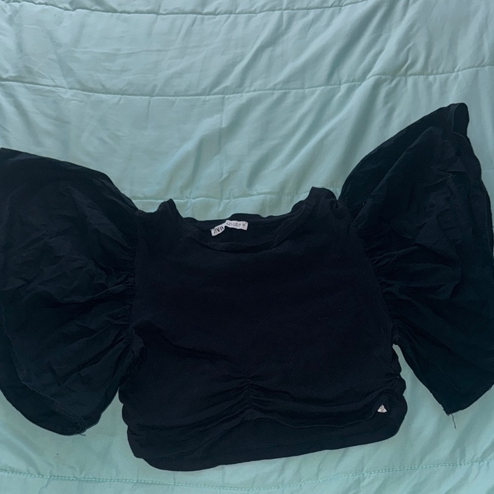 Zara Black Puff Sleeve Top